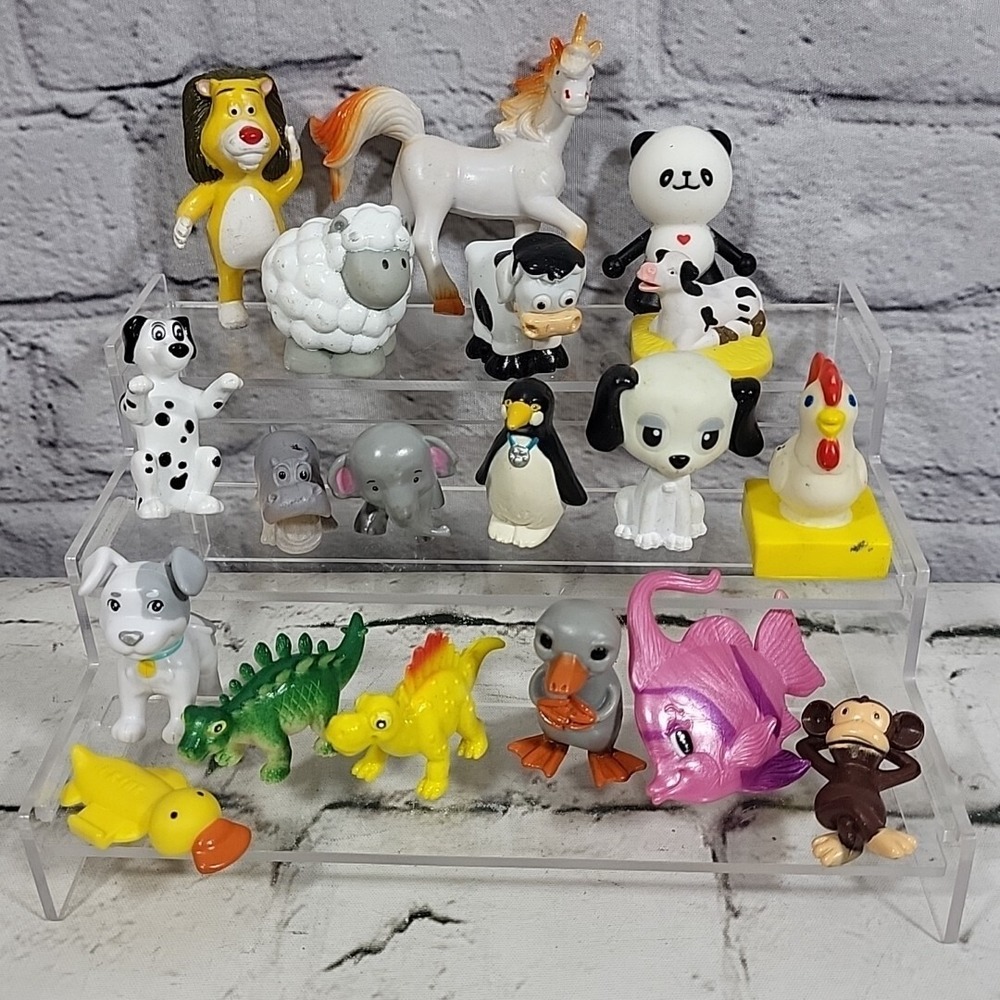 Cartoon Style Animal Mini Figures Assorted Rubber Lot Of 19